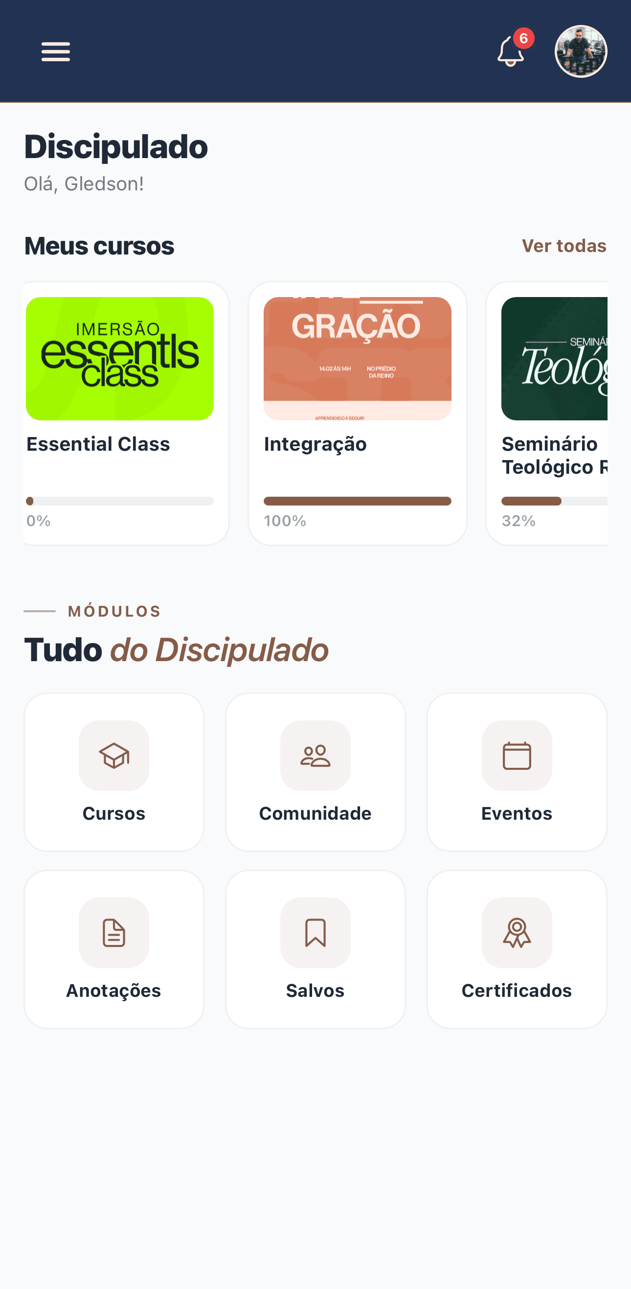 Aplicativo da igreja: Discipulado