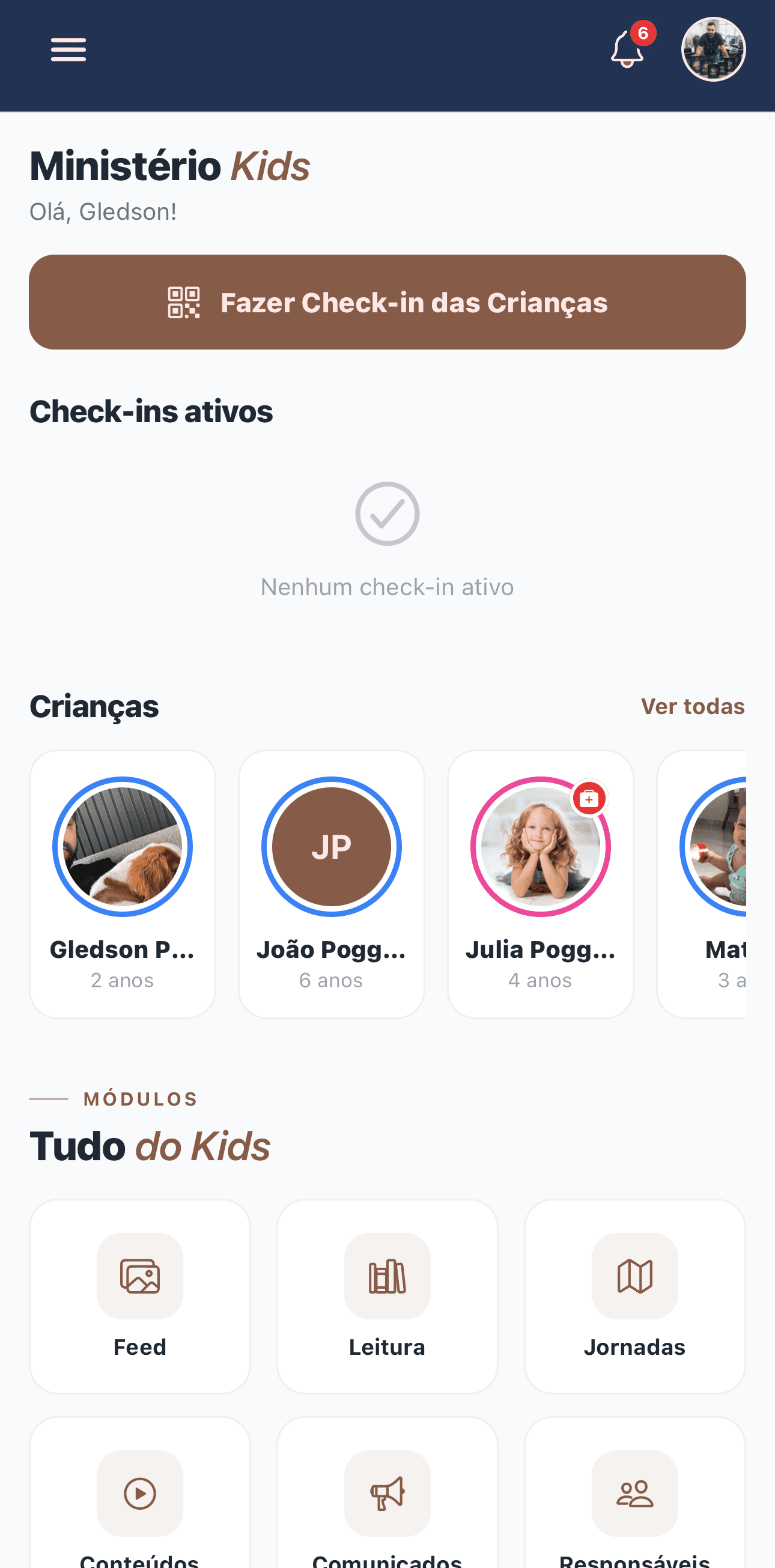 Aplicativo da igreja: Kids